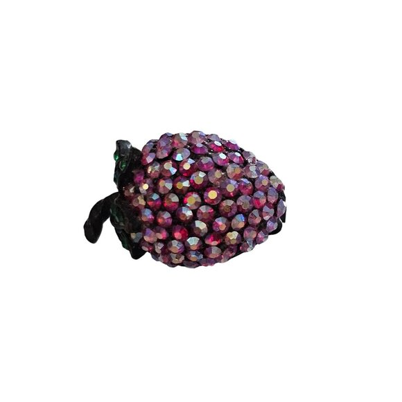 Vintage Signed Weiss Clip-On Strawberry Earrings With AB Rhinestones - Picture 3 of 7